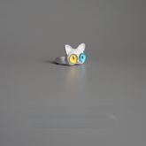White Big-Eyed Cat Ring