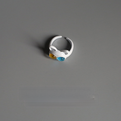 White Big-Eyed Cat Ring