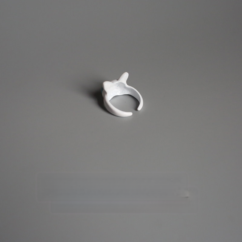 White Big-Eyed Cat Ring