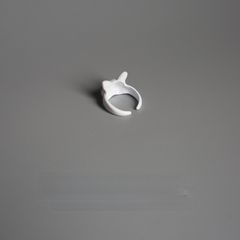 White Big-Eyed Cat Ring