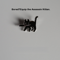 Black Cat Holding Knife Brooch